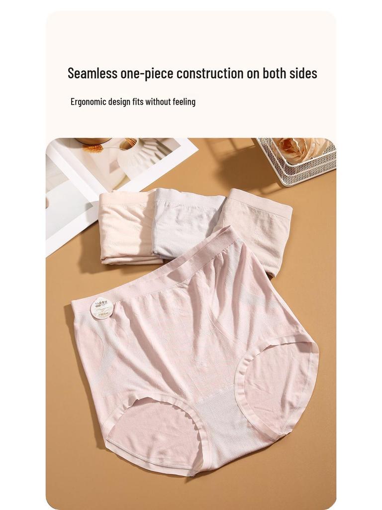 Seamless High Waist Plus Size Women's Panties with Antibacterial Crotch - Breathable Briefs for 200 lbs