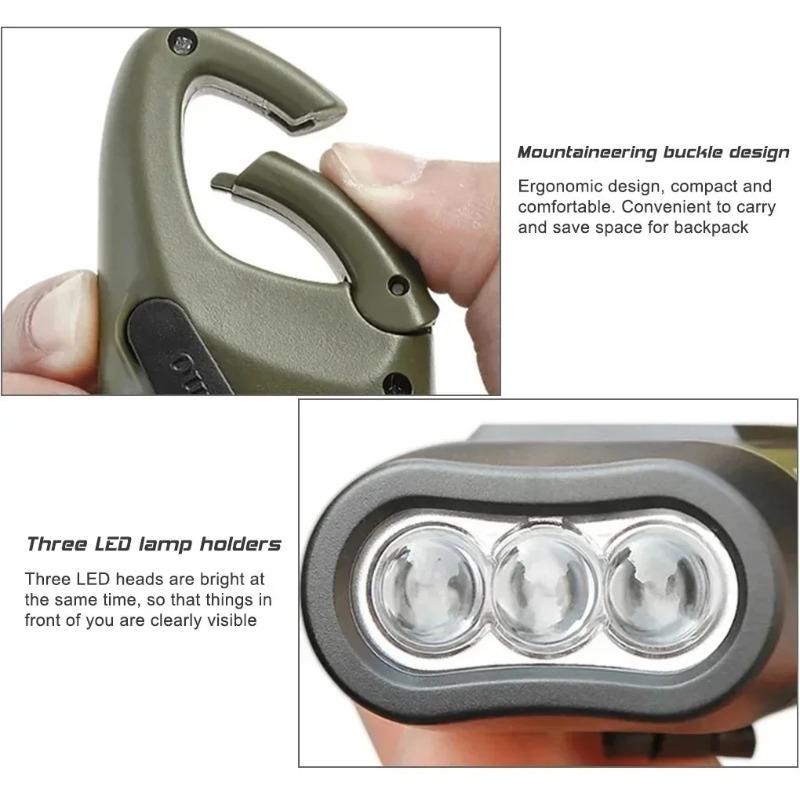 Portable Solar Hand Crank Dynamo LED Flashlight, Multifunction Outdoor Torch Lantern for Riding Camping Hiking Emergency Long‑Range Lighting Backup