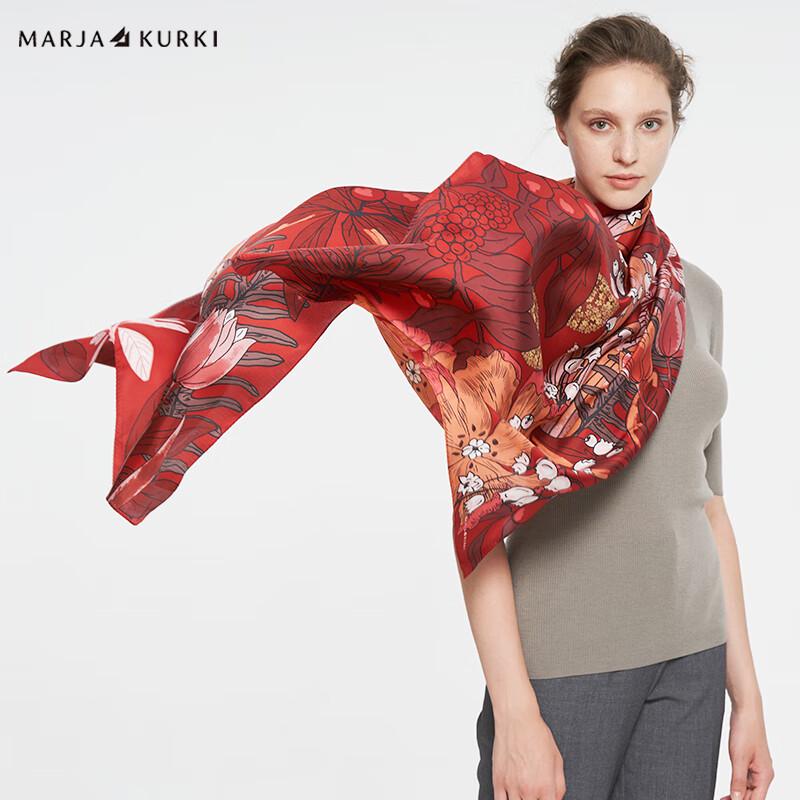 MARJA KURKI Oversized Long Mulberry Silk Scarf Shawl Gift Box