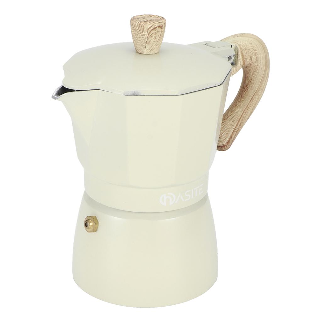 Aluminium Octagonal Coffee Pot Kettle Coffee Maker Moka Pot for Home Coffee Shop Faint Yellow