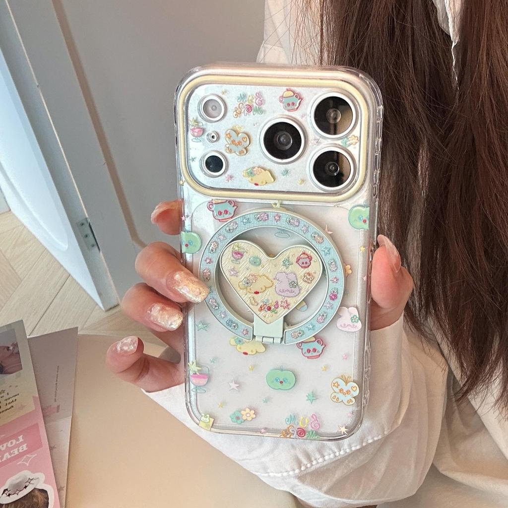 Cartoon Heart Magnetic Phone Case Compatible with iPhone 16, iPhone 17, and iPhone 17 Pro Max