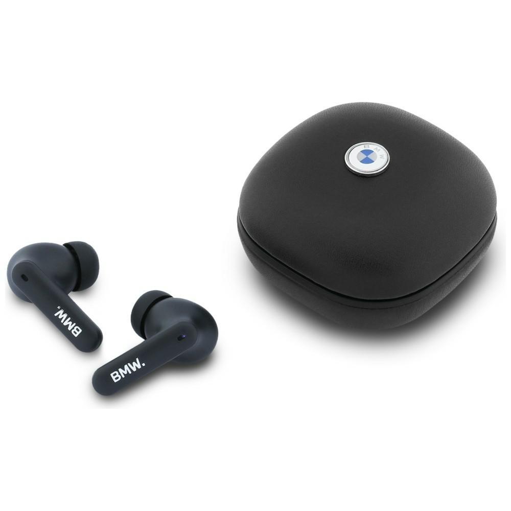 TWS Bluetooth Headphones BMW Leather Metal Logo ENC Black