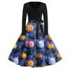 Women's Casual Fashion Halloween Printed V-Neck Vintage Dress