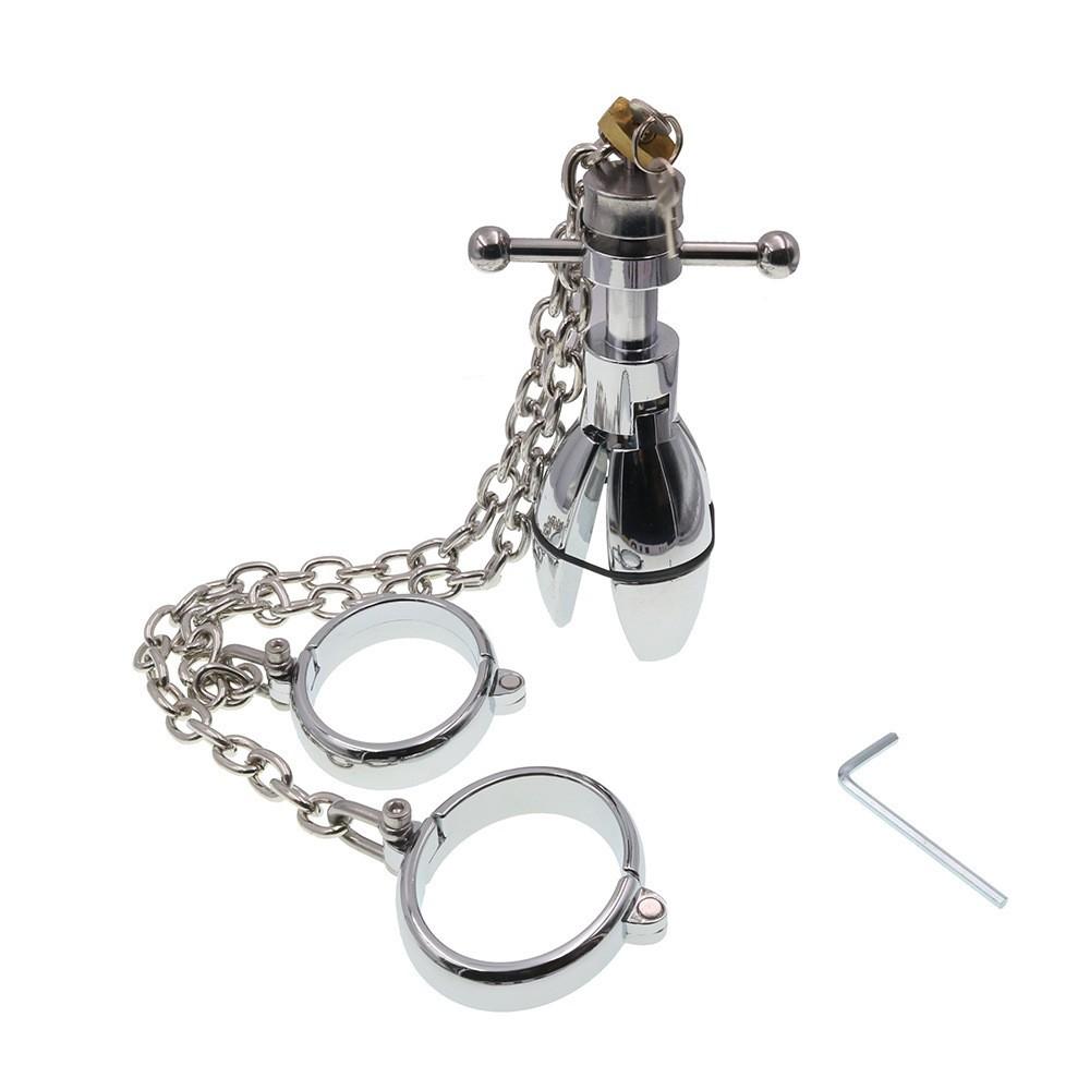 Metal Bracelet with Opening and Closing Butt Plug Combination Suit Sex Toys Sex Tools Men's and Women's Bed Support Training