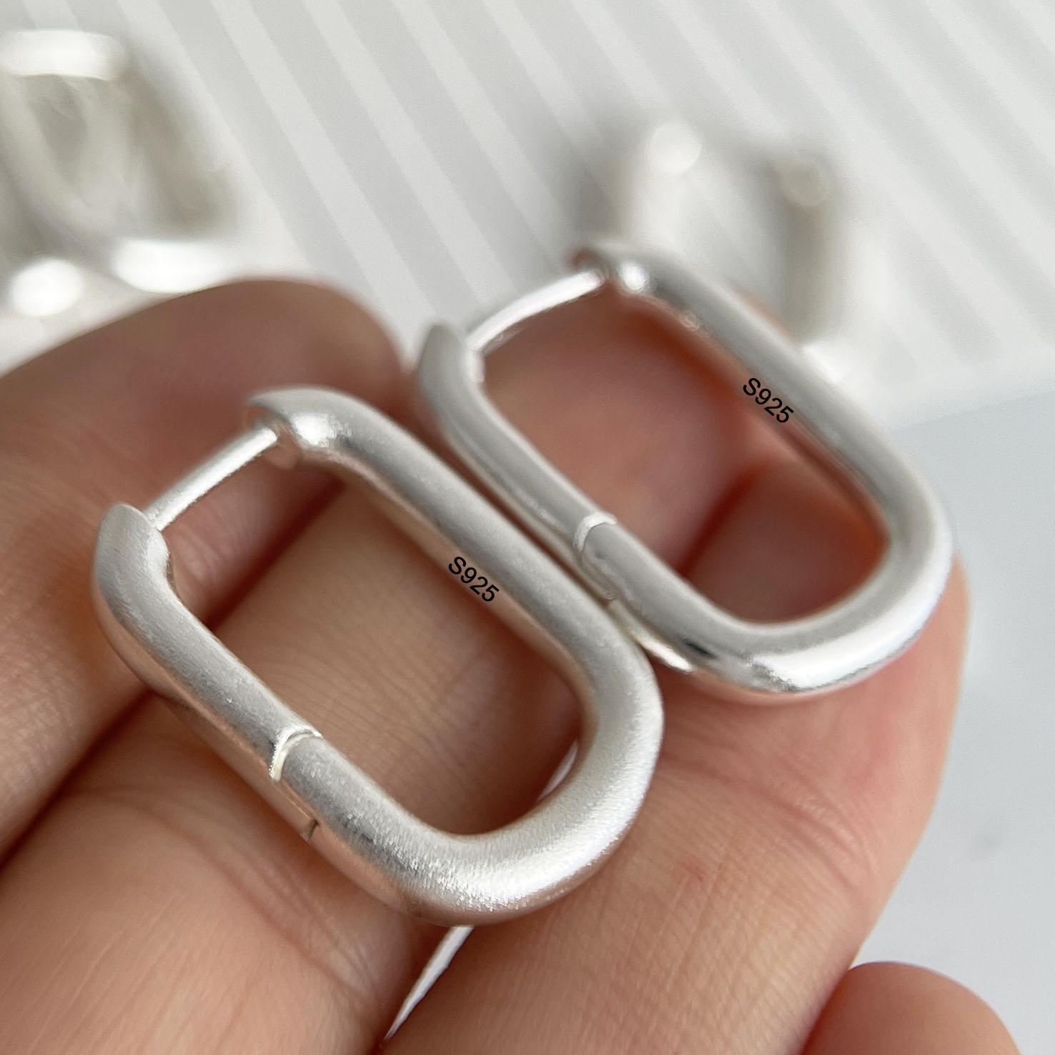 

925 Sterling Silver Earrings For Women Trendy Shinning Heavy Geometric Earring Jewelry Prevent Allergy Party Accessories Gift