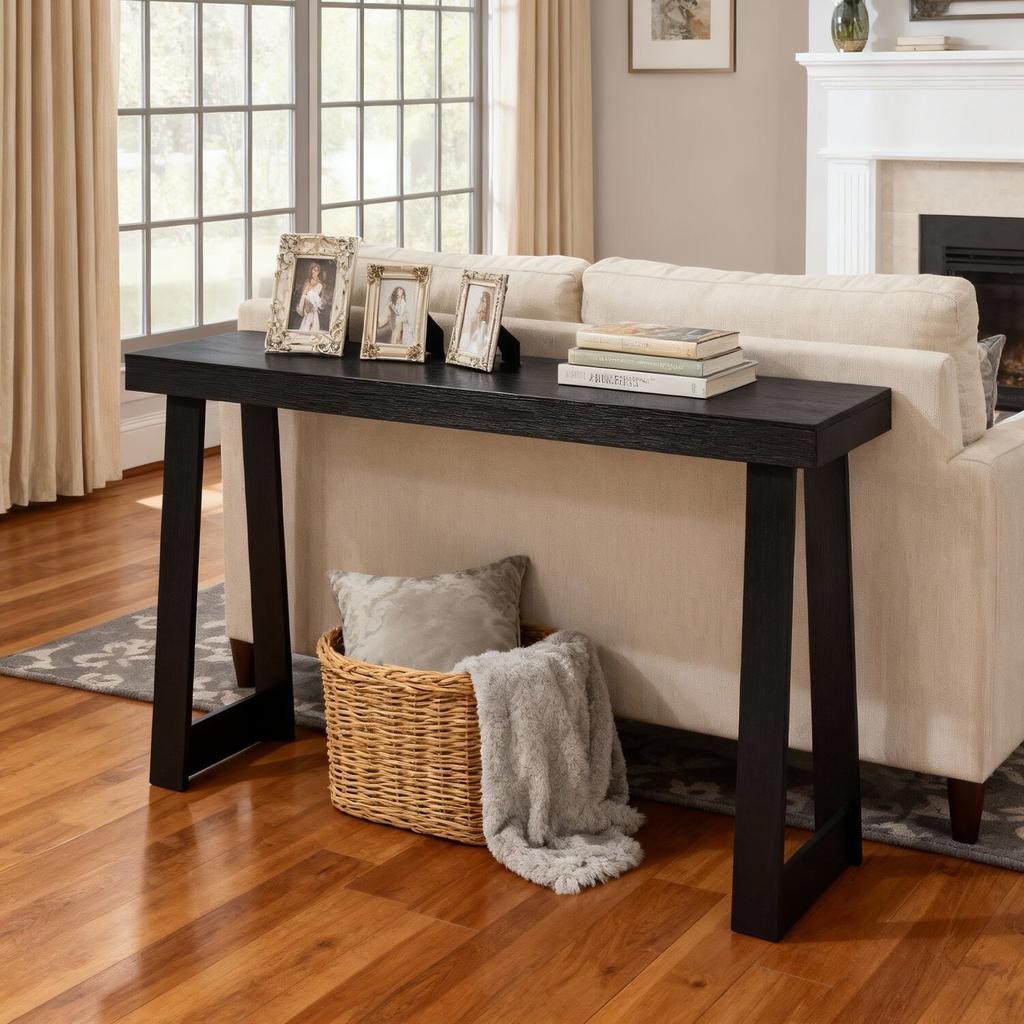 118 cm Console Table, Modern Desk Behind the Couch, Wooden Rectangle Entrance Desk, Narrow Long Sofa Table Accent Stand for Hallway, Bedroom, Living