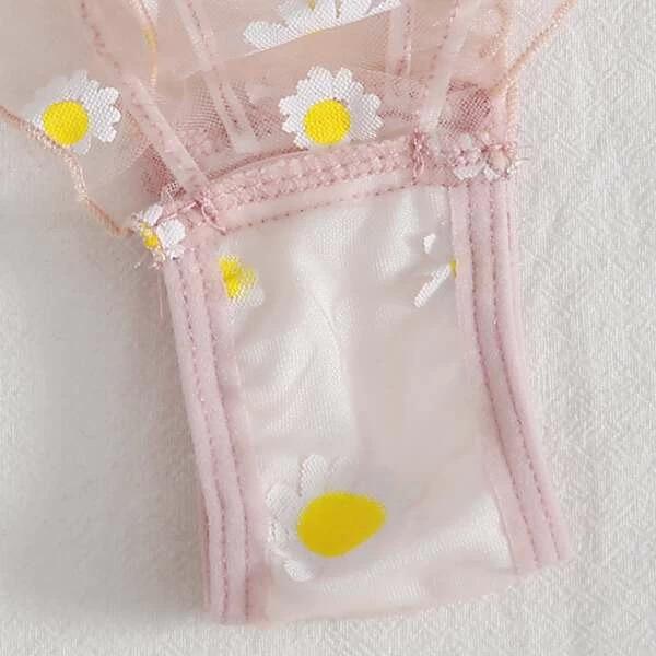 Japanese Vintage Lace Ribbon Wirefree Bra Set for Women