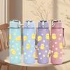 1PC Little Yellow Duck Seamless Pattern 750ml Color Plastic Sports Water Bottle Leakproof Flip Straw Lid Suitable for Sports Office Home Use