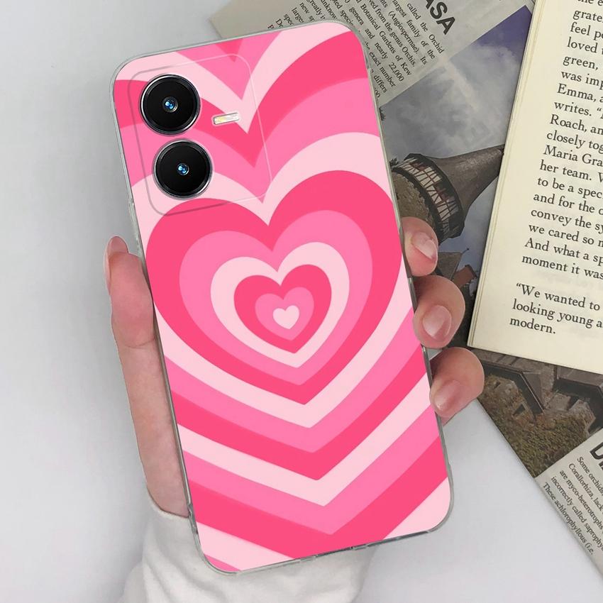 

Ультратонкие прозрачные чехлы для телефона для Vivo Y22S Y27 Y33 Y35 Y36 Y37 Красивый узор в виде сердечек Мягкий силиконовый Супер противоударный чехол для Vivo Чехлы для мобильного телефона Vivo Y22s