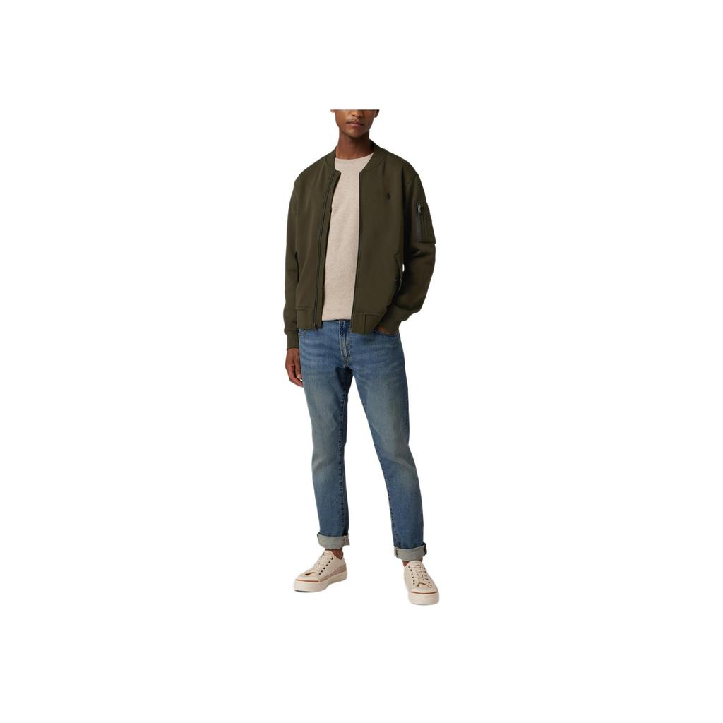 Polo Ralph Lauren FW23 Small Pony Logo Embroidered Solid Color Zip Jacket Men Jacket Olive-Green MNPOKNI16822112-300