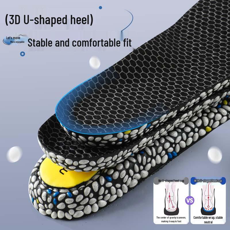 3A Grade Antibacterial Breathable Sports Insole: Comfortable, Sweat-Absorbent, High Elastic, Shock-Absorbing for Running, Basketball, and Badminton