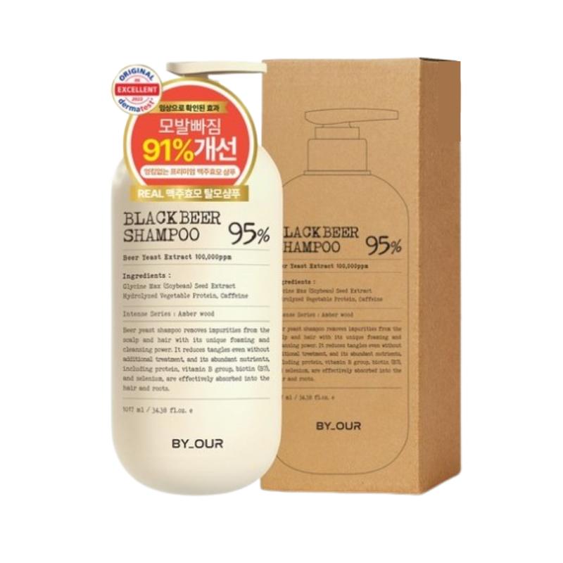 

BY_OUR Black Beer Yeast Shampoo 1017ml | Korean Shampoo for Hair Fall Concern, Scalp Care & Amber Wood Scent 1.017L