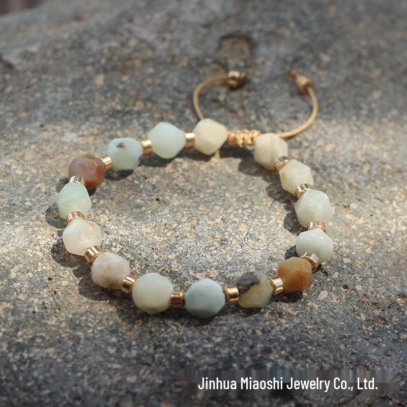Bohemian Woven Rhombus Cut Tiger's Eye Crystal Bracelet