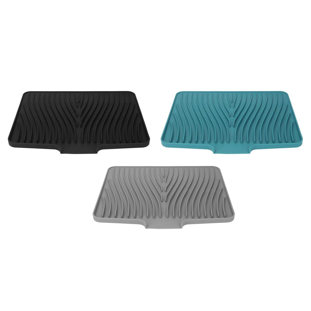 Dish Drying Mat Heat Resistant Prevent Slip Silicone Slope Dish Drying Pad with Drain Lip for Counte