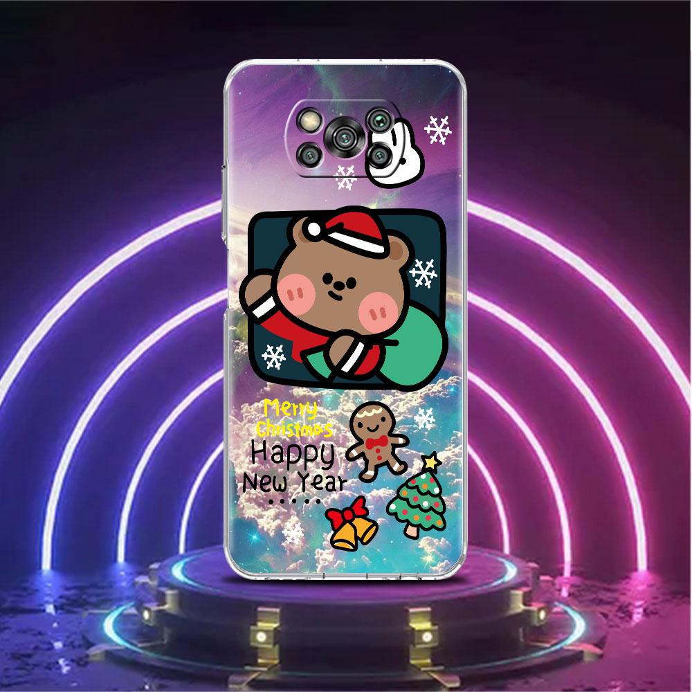 Clear Soft Case For Xiaomi Mi Poco X3 NFC M3 F3 12 11 Lite 11T 10T X3 Pro Note 10 9T Phone Funda Cover Christmas Cute Sled Elk