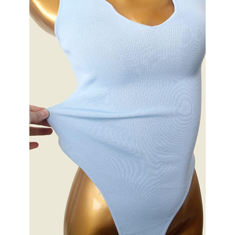 Deep V-neck Sexy Positioning Clothing Foreign Trade Original Order Silm Slim Looking Sleeveless Sexy Knitting Summer One-Piece Vest Tops