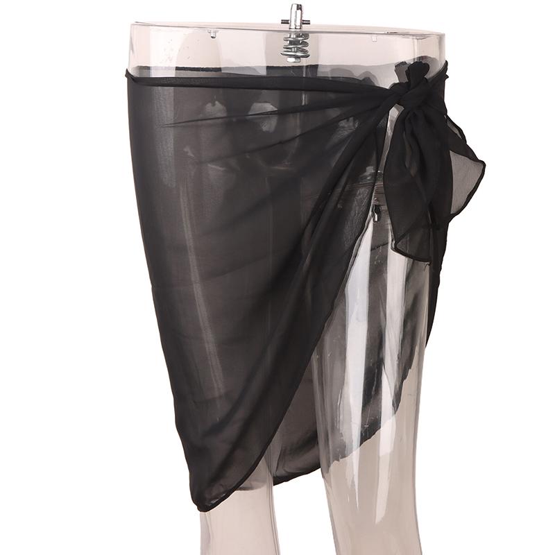 

Женские шифоновые короткие парео, накидки, юбка без бикини, пляжный купальник, купальный костюм, юбка-обертка для купальников, летние накидки чёрный