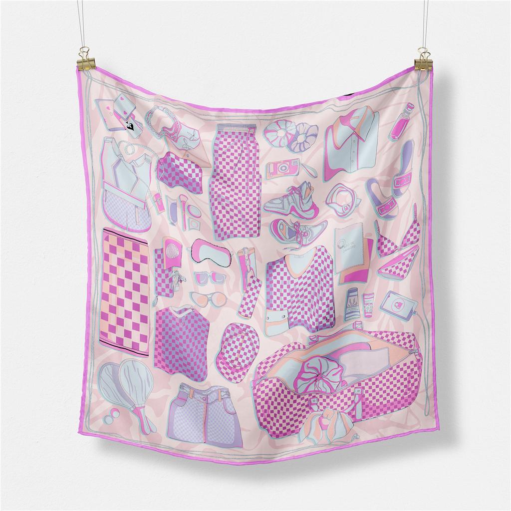 53Cm Accessories Fashion  Scarves 100% Twill Silk Scarves Women Design Tie Neckerchief Hijabs Square Scarf Shawls Warps