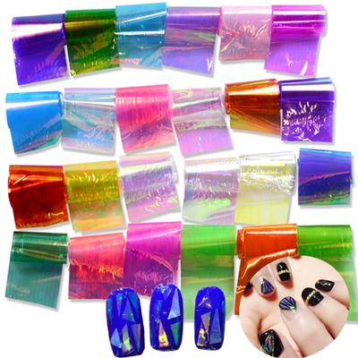 20 Colors Nail Art Sticker Holographic Broken Glass Laser Nail Art Foil Stickers