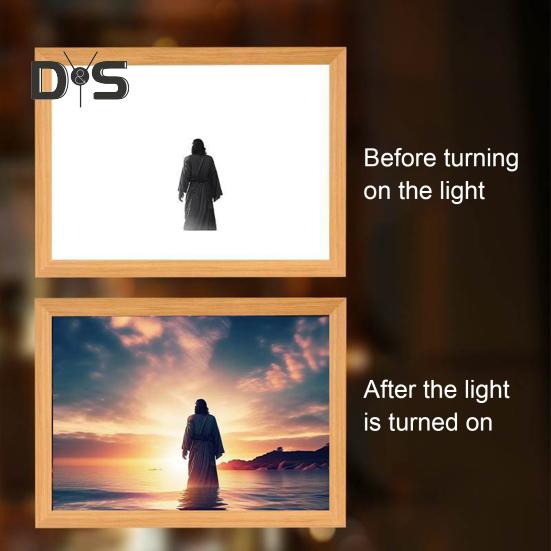LED İsa Tablosu Gece Lambası Kısılabilir Renk Sıcaklığı Ayarlanabilir Dekoratif Aydınlatmalı 4D LED Tablo Başucu Lambası