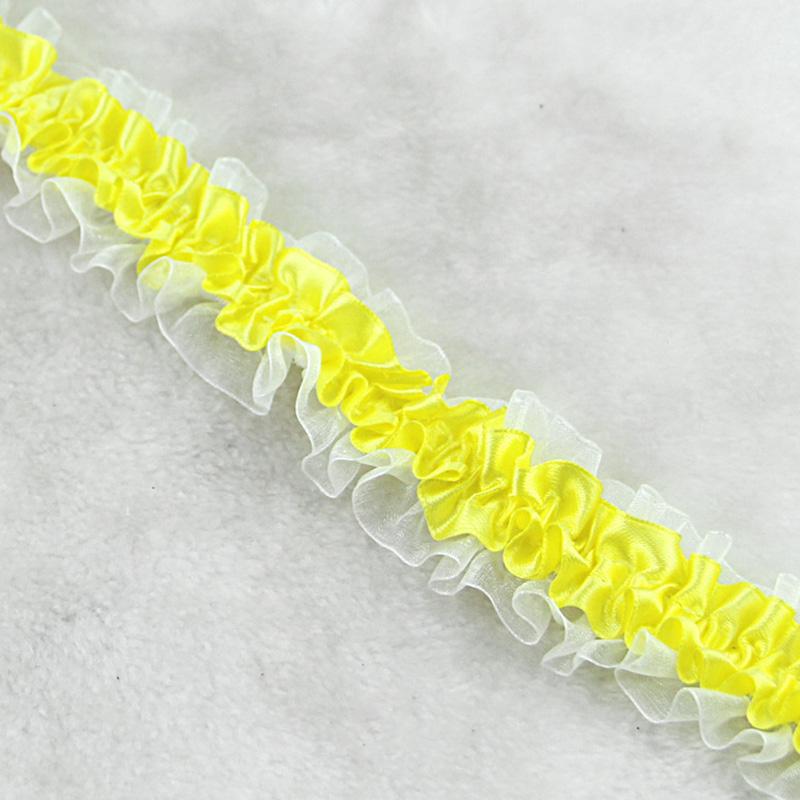 10 Yards Elastic Ruffle Lace Trim Ribbon 4cm Width Stretch Chiffon Fabric For Diy Sewing Toy Doll Garment Patchwork Accessories