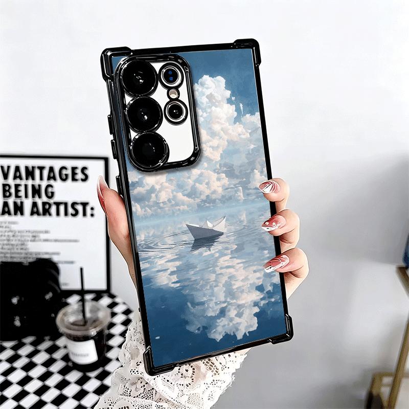 Papierflugzeug Boot Traum Beschichtung Handyhülle Für Samsung Galaxy S24 S25 FE S26 Edge S23 Ultra S22 S21 Plus S20 Anti-Fall Airbag