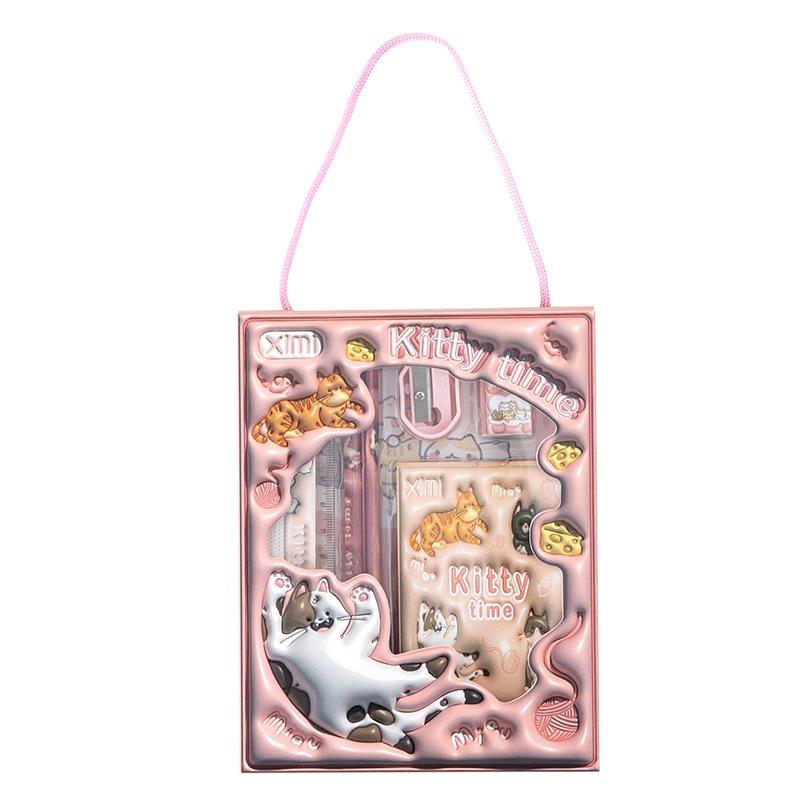 Grundschüler Neujahrstag Geschenk Sechsteiliges Set, Schülerbelohnung Schreibwaren-Set, Cartoon Dreidimensionales Geschenk Neujahrsgeschenk