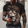 2021 Summer Men Tee 3D Printing Hot Cartoon Animal Lion Pattern T-shirt Casual Street Trend Short-Sleeved Loose Oversized Top