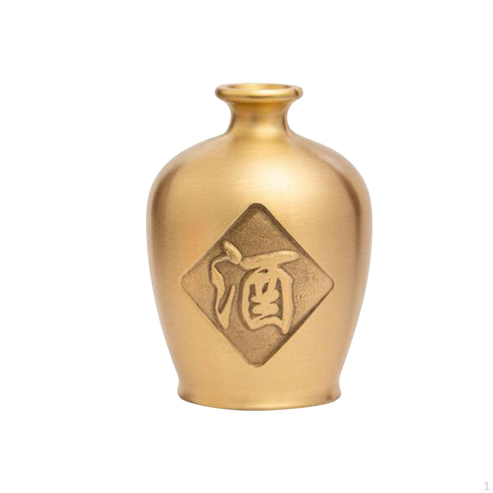 

Chinese Style Jar Vase, Desk Decorative Water Pot Collectable Copper Bottle Ornament Brass Jug for