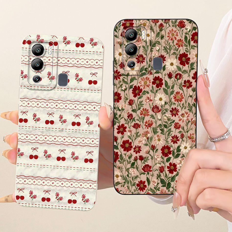 For Infinix Hot 12 12 Play Cute Cat Flower Cartoon Phone Case For Infinix Hot12i Hot 12Play Shockproof Soft Silicone Bumpers