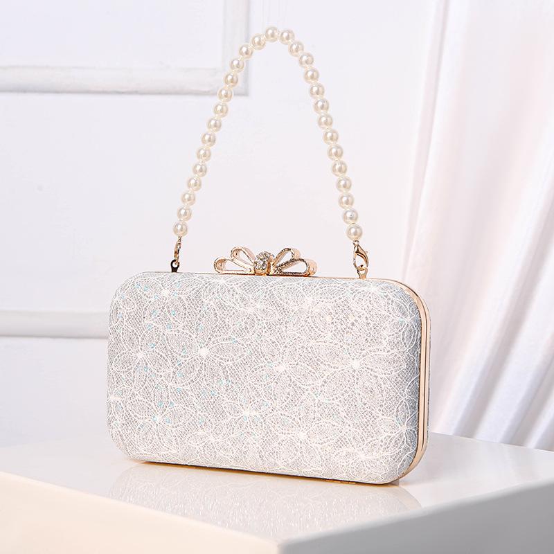 

2024 New Evening Bags for Women Lace Flower Clutch Shoulder Purse Luxury Banquet Party Clutch Pearl Top Handbags Bolso Mujer