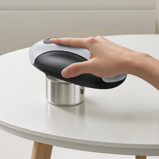 Electric Can Opener Stainless Steel Blade One-Touch Automatic Can Opener Ergonomic Handle Safety Button Hands Free Kitchen Gadget