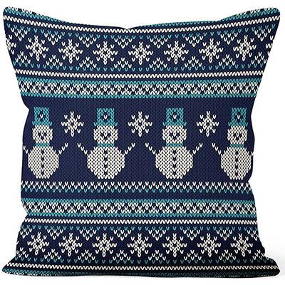 Winter Snowflake Pillowcase 45X45 Pillowcase Navy Blue Christmas Decorations Snowman Throw Pillowcase Cushion Outdoor Courtyard
