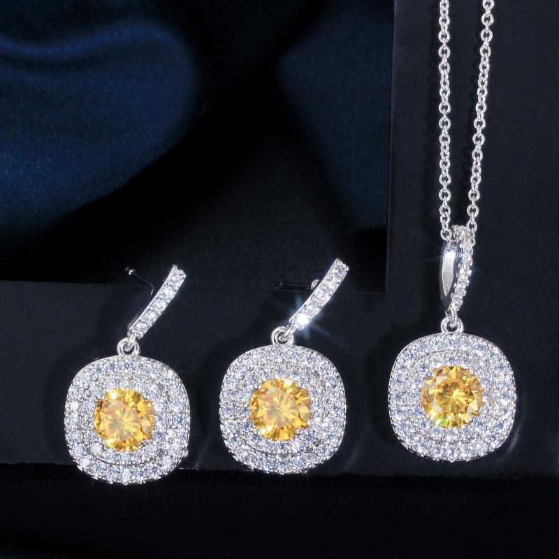 Zircon Stud Earrings Personalized Micro-Set Crystal Popular Necklace, Jewelry Small Set Chain