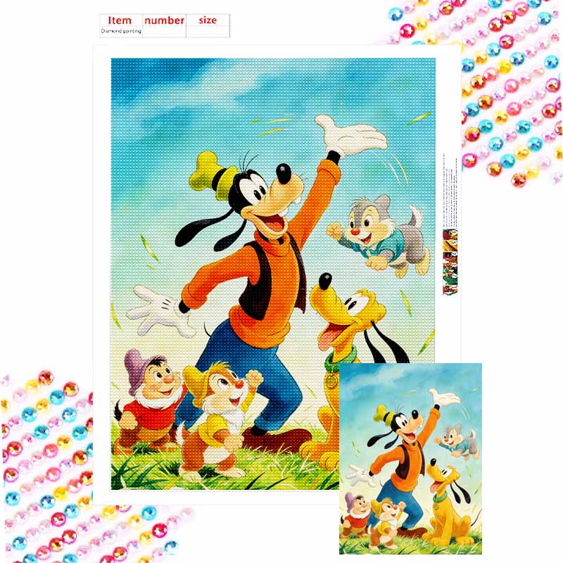 Disney Goofy Pluto Chip Dale diamond painting art painting handmade diy5D home decoration gift Round 20x30cm