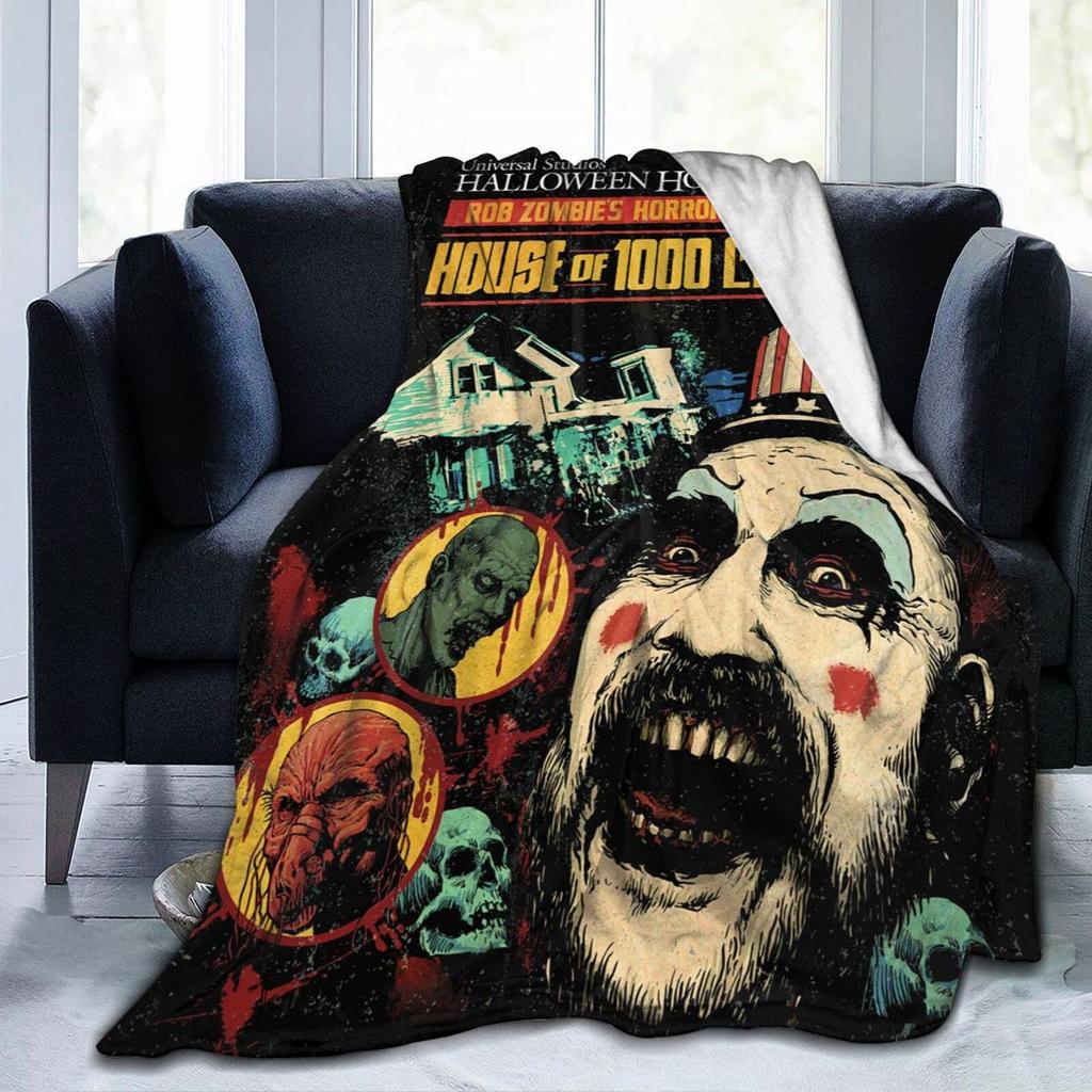 Manta de película de terror, manta de franela súper suave, ligera, cómoda para sofá, divertida manta navideña