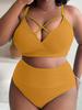 Women's Solid Color Swimwear Swimsuit Two Piece Beachwear Bikini Plus Size Bathing Suits