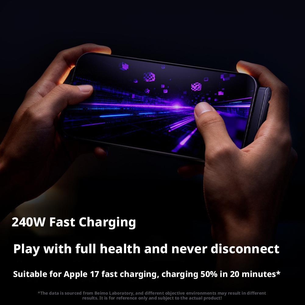 2-in-1 Invisible Holder Charger Cable, 240W Fast Charging Cord with Built-in Folding Phone Stand, Type-C Cable for iPhone Gaming