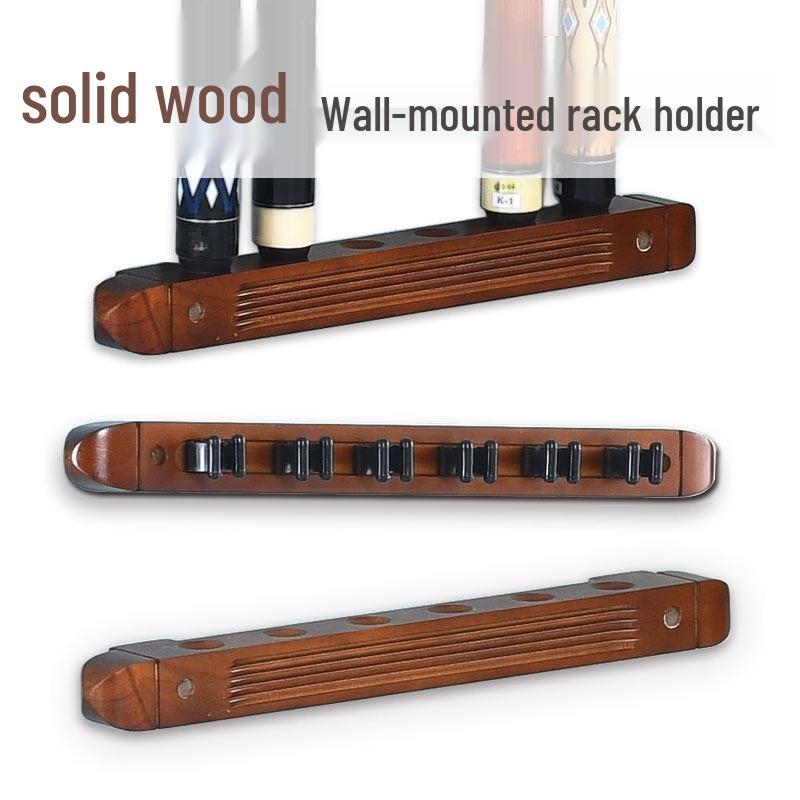 Solid Wood 6-Hole Wall-Mounted Billiard Cue Rack