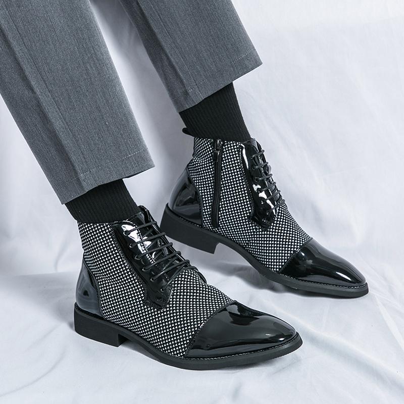 Pánské kotníkové boty Vzor kohoutí stopy Ležérní Retro Pánské boty Wingtip Společenské Tuxedo Svatební boty