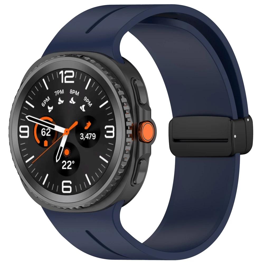 

Magnetic Buckle Strap For Samsung Galaxy Watch 8 40mm 44mm Silicone Band galaxy Watch 8 Classic 46mm Bracelet No Gaps Watchband Watch 8 40-44-46mm midnight синього кольору