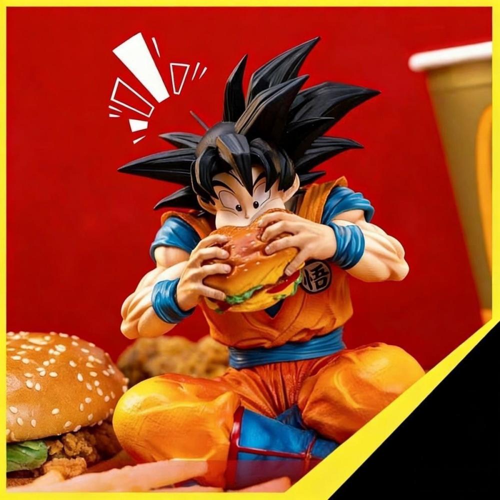 Anime Dragon Ball Son Goku Figure Goku Eat Hamburger 14cm/5.51inch Pvc Action Figures Collection Model Toys Gifts