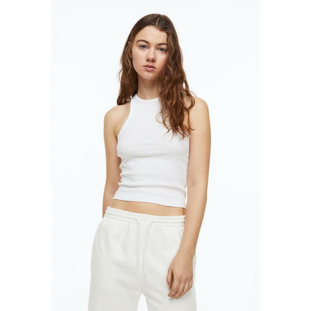 

Белый укороченный топ без рукавов H&M 1135364001