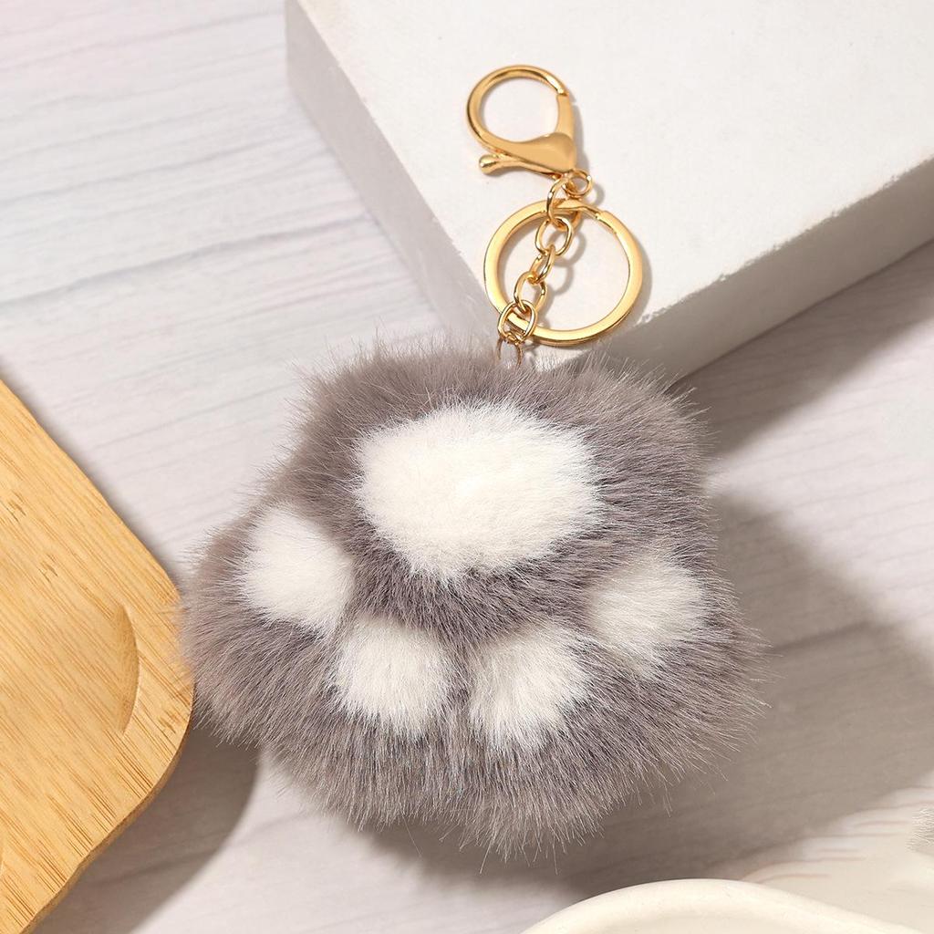 Duoling Mink Fur Kitten Paws Keychain: Cute Plush Handbag & Car Decoration, Small Gift