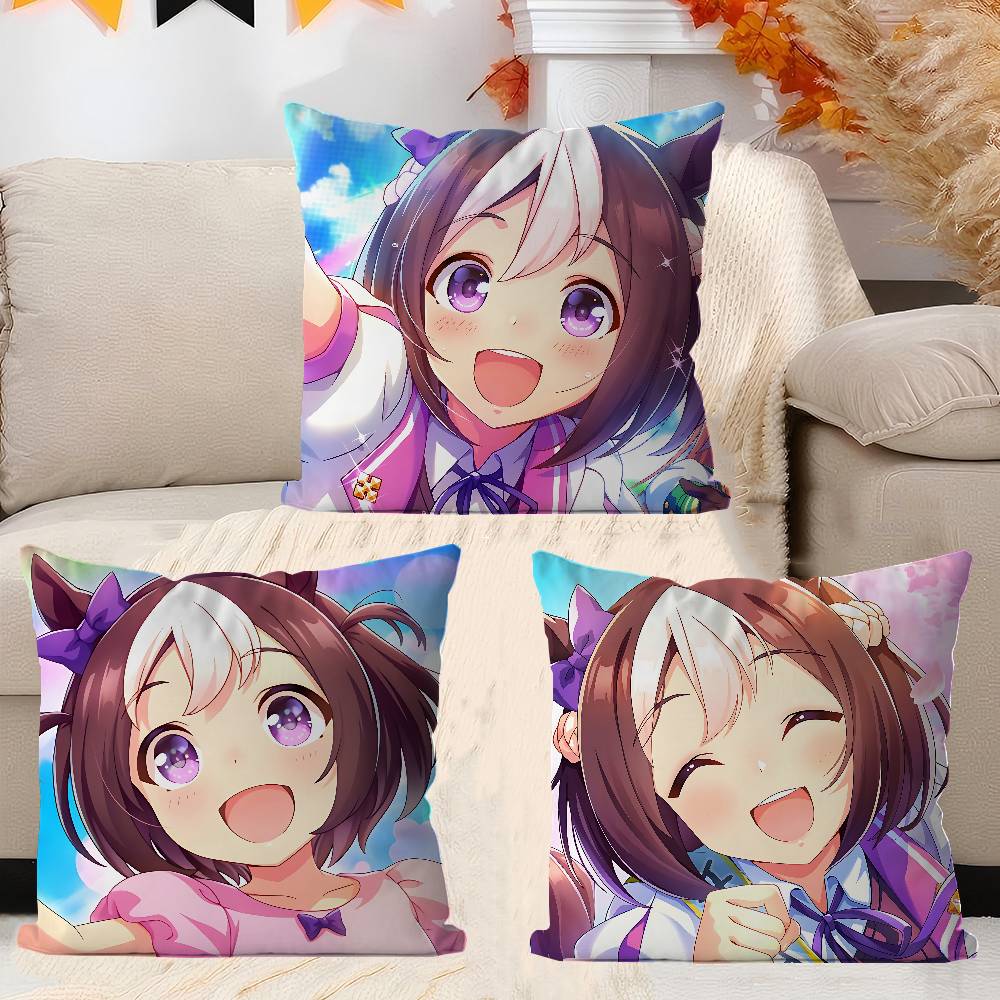 Anime Uma-Musume-Pretty-Derby Special Week Maple Design Cushion Cover Happy Autumn Harvest Decor Holiday Decorati Pillow Cover