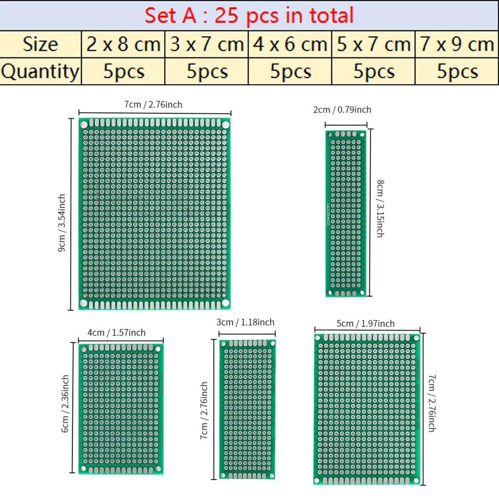 4-40 buc. Circuit PCB universal Protoboard Placă dublu față 2x8 3x7 4x6 5x7 7x9CM Stripboard Placă de prototipare Kit electronic DIY