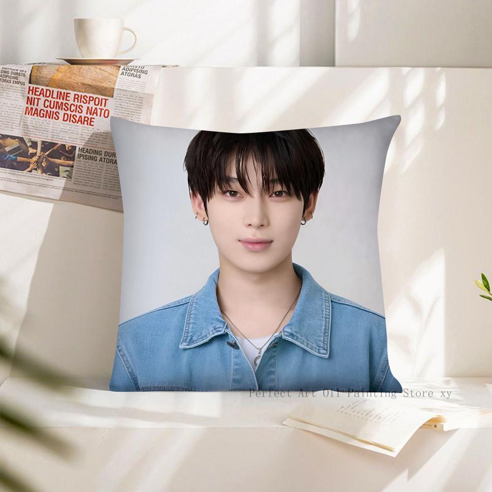 

1PC Korean Group SUNOO Pillow Case Square Pillow Cushion Cover Bedroom Sofa Room Decoration Casual Kpop E-ENHYPEN Pillow Cover 16x16Inch