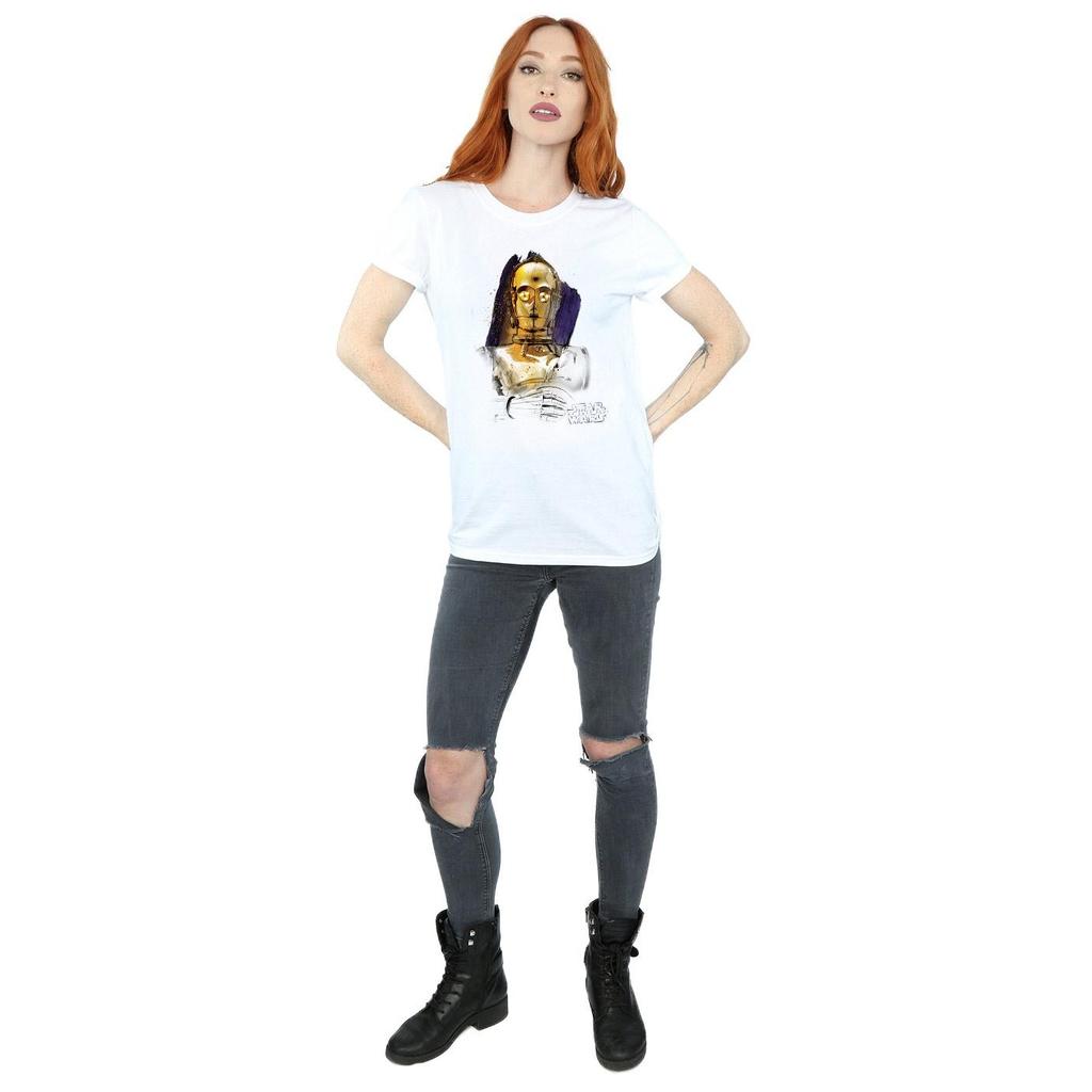Star Wars Womens/Ladies The Last Jedi C-3PO Brushed Cotton Boyfriend T-Shirt