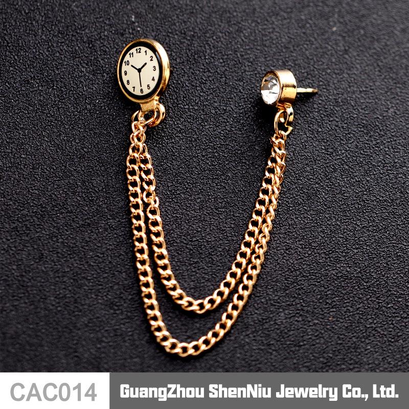 Korean Trendy Clock Badge Brooch with British Chain Style - Men s Suit Accessory