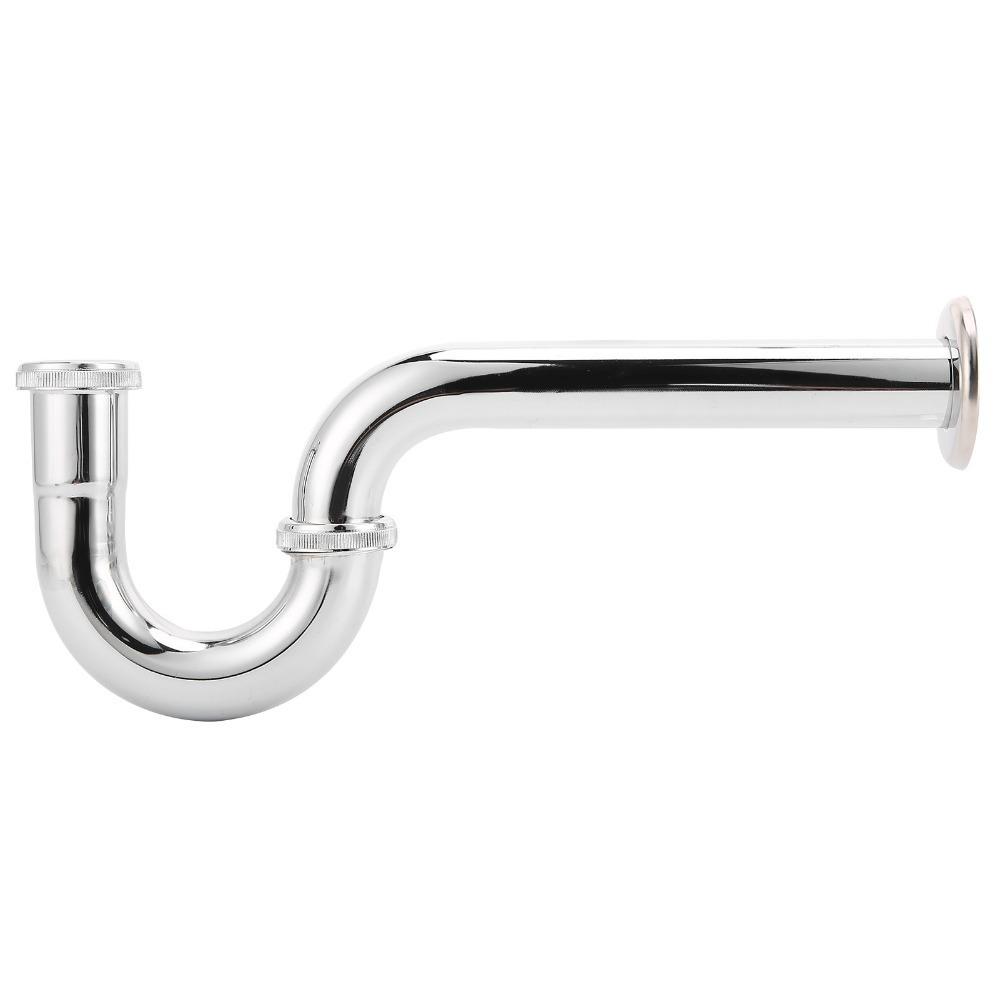 Brass Drain Valve Silver P-Trap Pipe Kit Durable Plumbing Drain Valve Washbasin